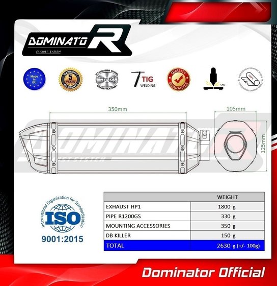 R 1200 GS ADVENTURE (2008 - 2009) eu approved exhaust silencer hp1 | Dominator