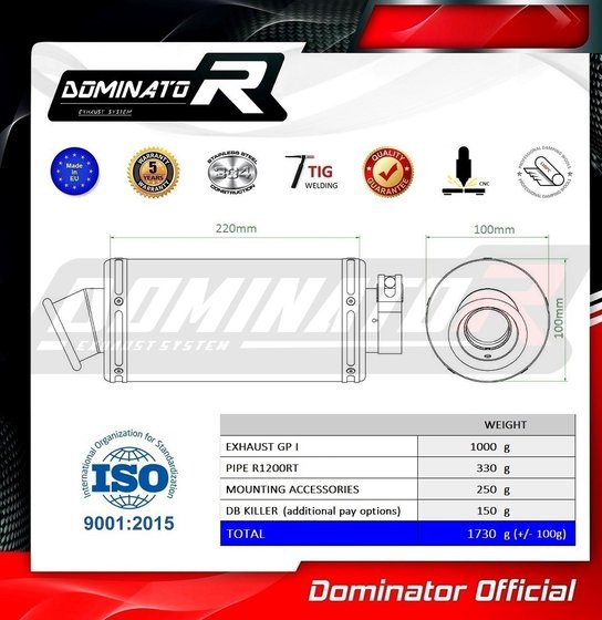 R 1200 RT (2010 - 2013) exhaust silencer gp1 | Dominator