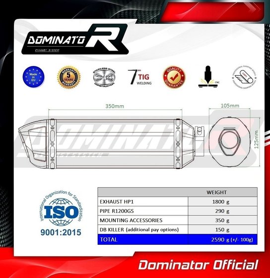 R 1200 GS ADVENTURE (2013 - 2018) exhaust silencer muffler hp1 | Dominator