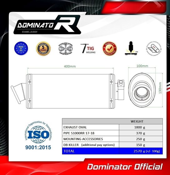 S 1000 RR (2017 - 2018) exhaust silencer muffler ov | Dominator