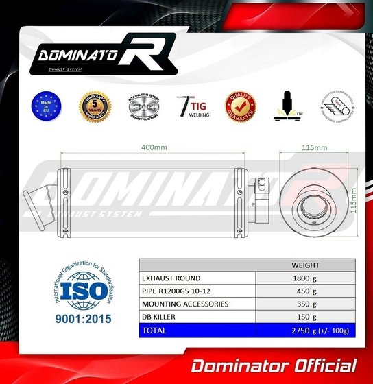 R 1200 GS ADVENTURE (2010 - 2012) homologated exhaust silencer round | Dominator