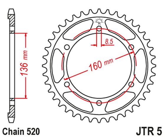 G 650 GS (2011 - 2016) rear sprocket - 47 teeth, 520 pitch, black | JT Sprockets