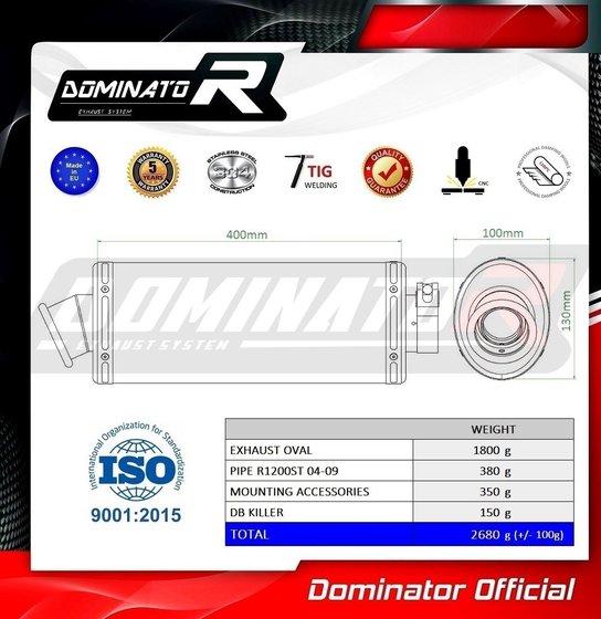 R 1200 ST (2004 - 2009) homologated exhaust silencer oval | Dominator