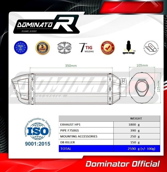 F 750 GS (2018 - 2020) homologated exhaust silencer hp1 | Dominator