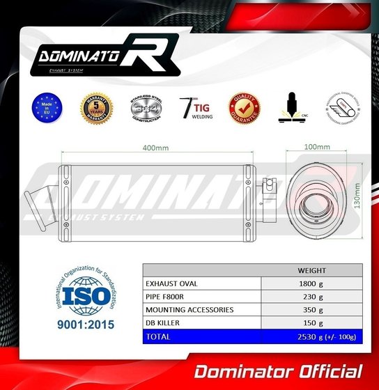 F 800 R (2009 - 2019) homologated exhaust silencer oval | Dominator