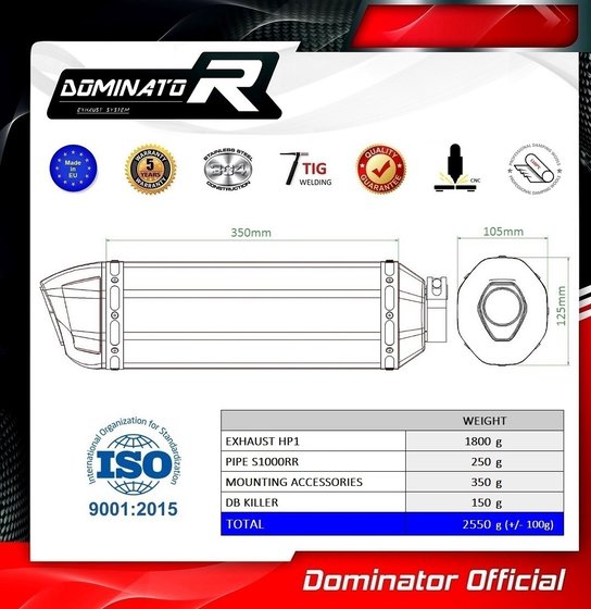 S 1000 RR (2012 - 2014) homologated exhaust silencer hp1 | Dominator