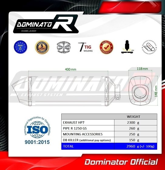 R 1250 GS ADVENTURE (2018 - 2022) exhaust silencer muffler hp7 | Dominator