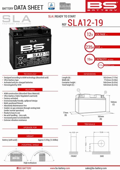 R 1100 RT (1996 - 2001) bs 51913 sla-max battery | BS BATTERY