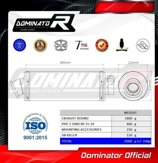 S 1000 XR (2015 - 2019) exhaust silencer muffler st | Dominator