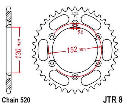 G 450 X (2008 - 2009) plieninė galinė žvaigždutė | JT Sprockets