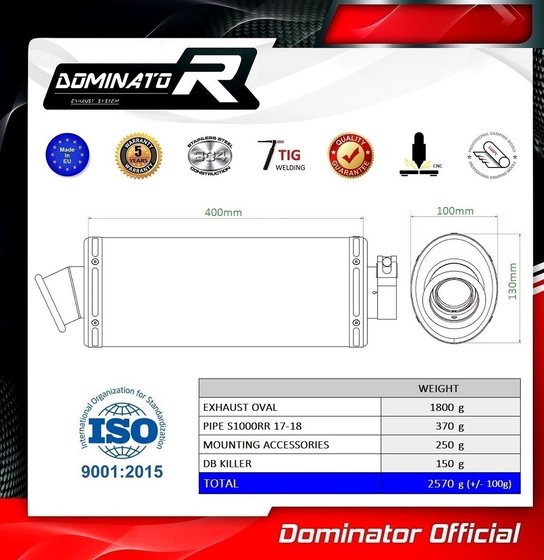 S 1000 RR (2017 - 2018) homologated exhaust silencer oval | Dominator