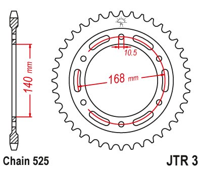 F 700 GS (2013 - 2018) plieninė galinė žvaigždė 10,5 mm varžtai | JT Sprockets