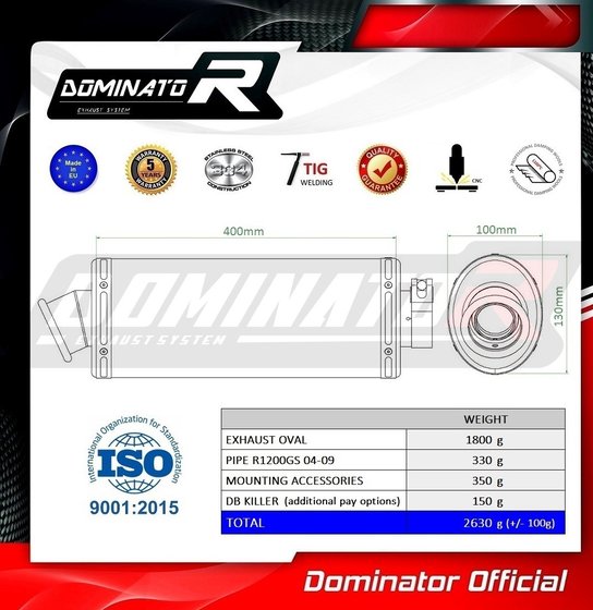 R 1200 GS ADVENTURE (2004 - 2007) homologated exhaust silencer oval | Dominator