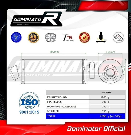 F 850 GS (2018 - 2020) homologated exhaust silencer round | Dominator