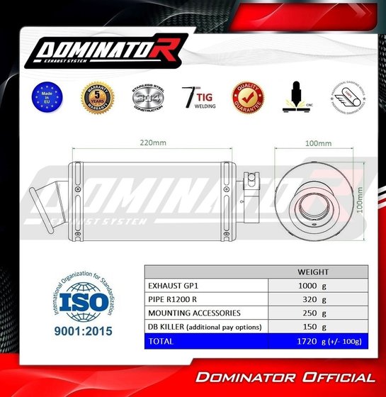 R 1200 R (2010 - 2014) exhaust silencer muffler gp1 | Dominator