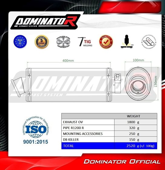 R 1200 R (2010 - 2014) eu approved exhaust silencer ov | Dominator