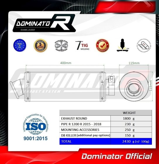 R 1200 R (2015 - 2018) exhaust silencer muffler st | Dominator